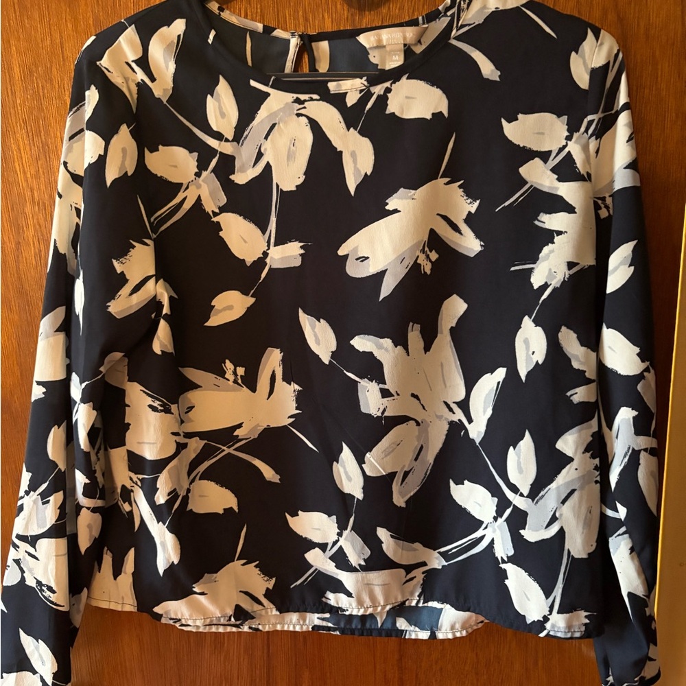Banana Republic Black and White Floral Blouse